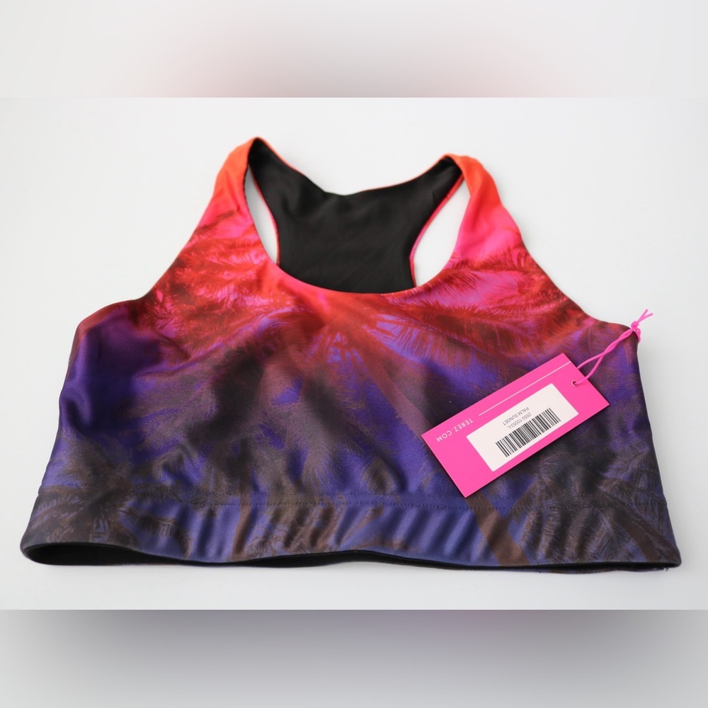 NWT- Terez Racerback Palm Sunset Sports Bra - Size Large - Picture 2 of 4